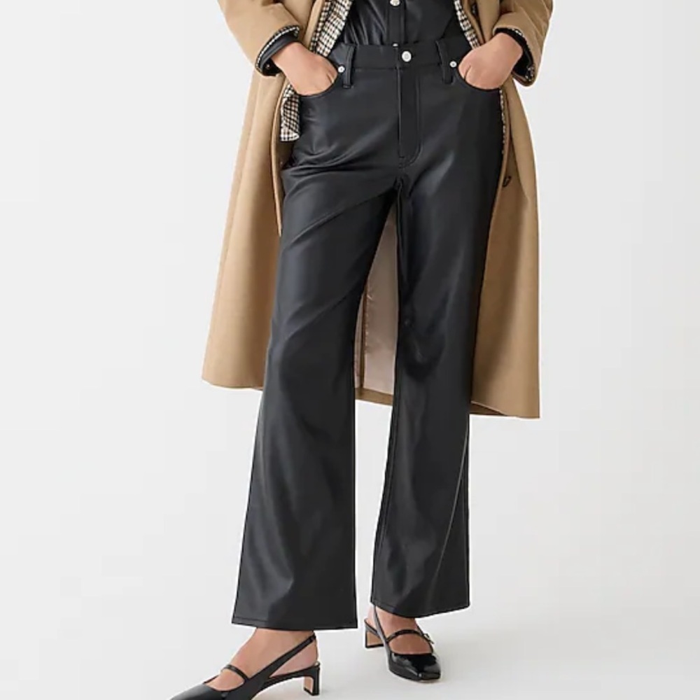 Slim wide leg pant in faux leather